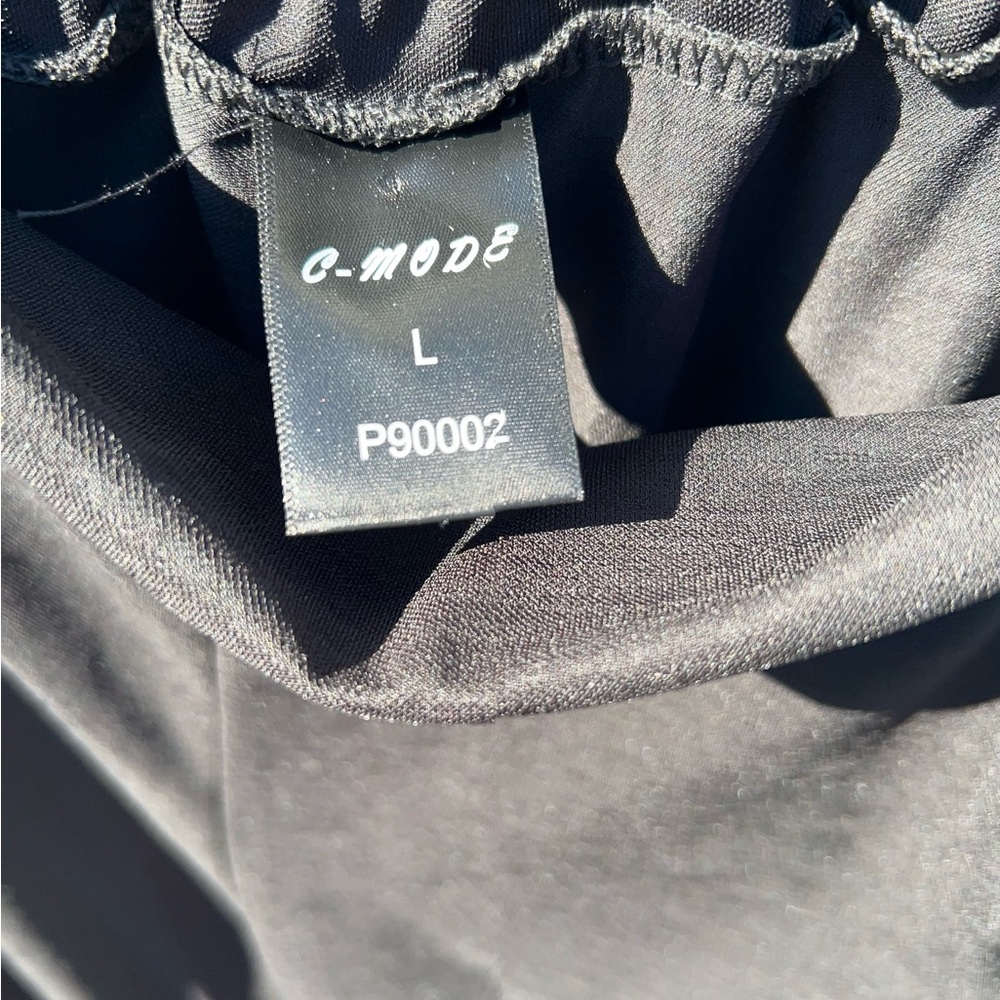 C-Mode Straight Pull On Black Pants Stretch High-Rise Soft Lounge size L - Picture 4 of 7